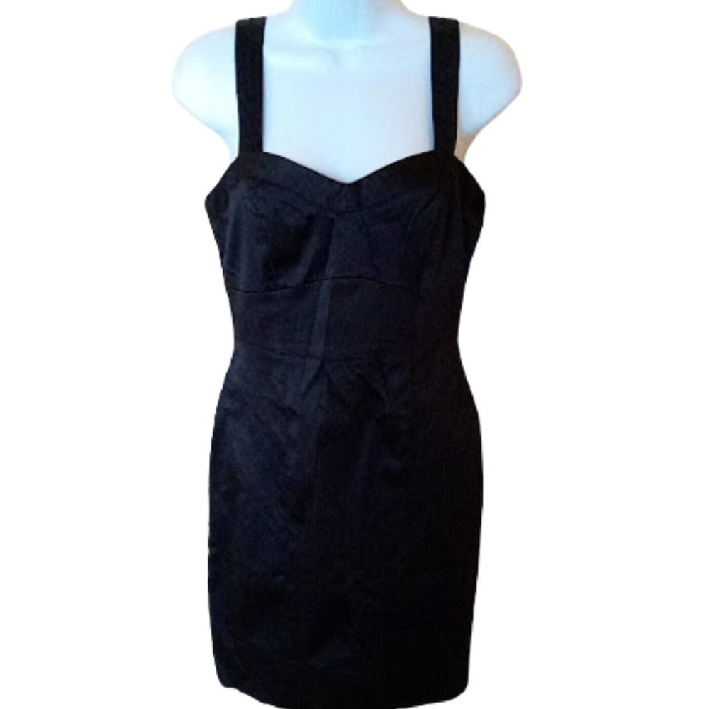 Black Satin Evening Cocktail Dress Size 4